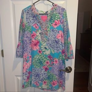 Lilly Pulitzer Elenora silk Dress Crystals and Pearls